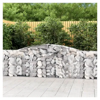 Produktbild von Gabione mit Hochbogen, Gabionenkörbe, Hochbeet, Steinkorb, Gabionengitter, Drahtkorb für Pflanzen, Kräuterspirale für Garten, 400x30x80/100 cm aus verzinktem Eisen
