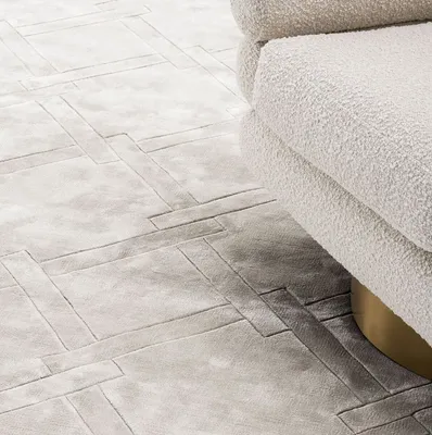 Produktbild von Casa Padrino Luxus Viskose Teppich Grau - Verschiedene Größen - Handgewebter Wohnzimmer Teppich - Wohnzimmer Deko