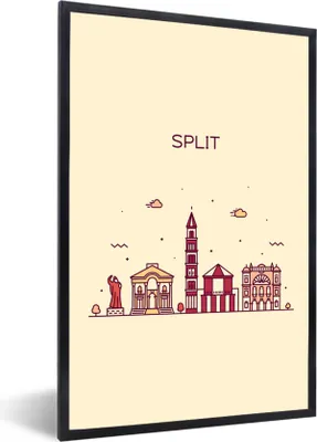 Produktbild von MuchoWow® Gerahmtes Poster Split - Kroatien - Skyline 60x90 cm - Poster mit Schwarzem Bilderrahmen Wandposter Rahmen Foto Bilder - Kunst