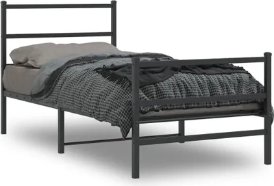 Produktbild von HOMMIE Möbel Bettgestell mit Kopf- und Fußteil Metall Schwarz 90x200 cm Design 2024