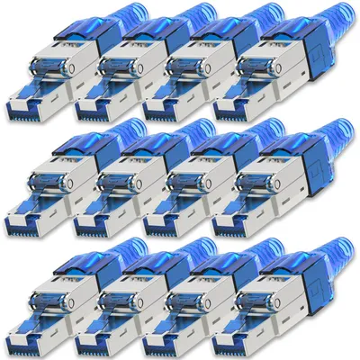 Produktbild von NEXMEX 12x Netzwerkstecker Cat 7 CAT7 RJ45 Stecker Werkzeuglos Metall 10GBit/s