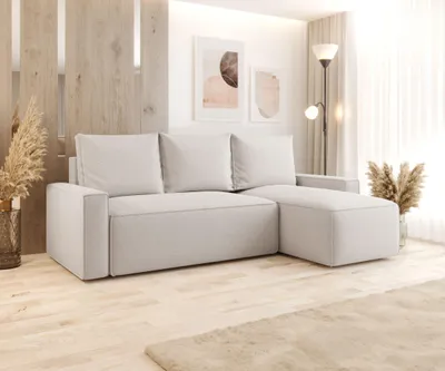 Produktbild von BEDANTE ECKSOFA mit Schlaffunktion SAVIO Curio 02 Creme Rechts L-Form Sofa mit Stauraum Bettkasten Wohnzimmersofa Couch Sofa Bettsofa Bettkasten Bettcouch