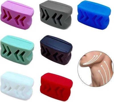 Produktbild von Silikon Kaak Trainer mit 5 Einstellungen, 8 Stück, für Gesichtsübungen, Kaakmuskelaufbauer