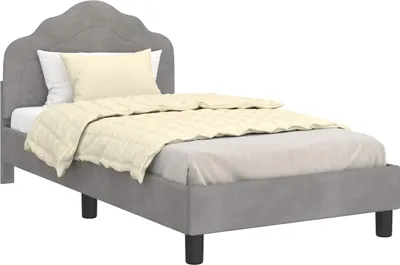 Produktbild von vidaXL Kinderbettgestell mit Kopfteil Hellgrau 80 x 160 cm Samt