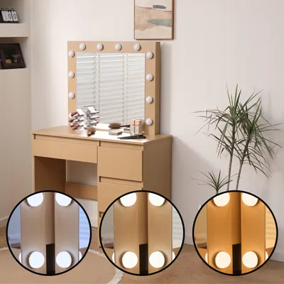 Produktbild von Schminktisch - Eiche - 94 x 40 x 140 cm - 4 Schubladen - Kosmetiktisch