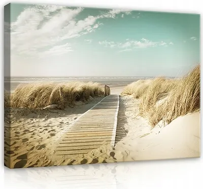 Produktbild von Leinwandbild Meer Strand Landschaft 120x80 cm XXL Modern Canvas Bilder Leinwandbilder Schlafzimmer Wohnzimmer Wandbilder Kunstdruck Wand Bild auf Leinwand Aufhängefertig