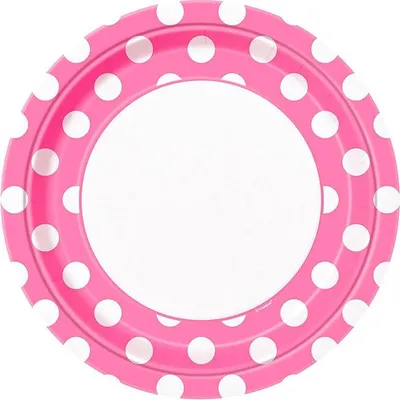 Produktbild von 8  Teller rosa mit weissen Punkten Ø 23 cm