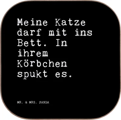 Produktbild von Mr. & Mrs. Panda Untersetzer für Gläser Meine Katze darf mit... - Schwarz - Geschenk, gläseruntersetzer, lustig, sprechen, Getränkeuntersetzer, Liebe, Angst, Kater, Tasse