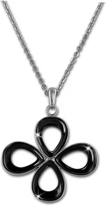 Immagine prodotto di Amello collana 50cm acciaio inox ceramica gioielli fiore argento nero ESKX28S
