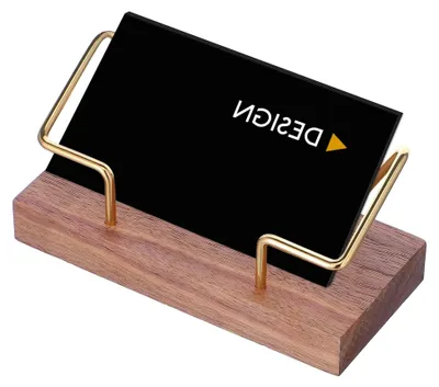 Produktbild von Visitenkartenhalter aus Walnussholz und Messing für den Schreibtisch