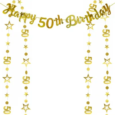 Goldene 50. Geburtstags-Dekoration, Banner 6 m, Set