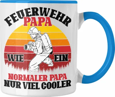 Produktbild von Trendation - Feuerwehr Papa Geschenk Tasse Feuerwehrmann Vater Vatertag Spruch (Blau)