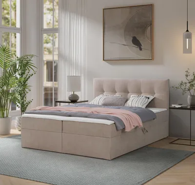 Produktbild von Ravio Boxspringbett Toronto 140x200 mit Bettkasten, Polsterbett mit Bonell Matratze & Topper – Luxus für dein Schlafzimmer, Gerra - Hellbeige