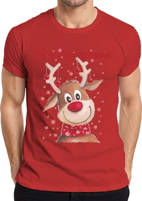Produktbild von Merry Christmas süßes Rentier - Weihnachten Weihnachtsgeschenk Christmas Herren T-Shirt, Rot, M