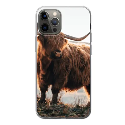 Produktbild von MuchoWow® Handyhülle Schutzhülle Hülle für iPhone 12 Pro Schottische Highlander - Tiere - Ländlich - Landschaft - Kuh - Natur Silikon Softcase Handy Hülle - Abdeckung