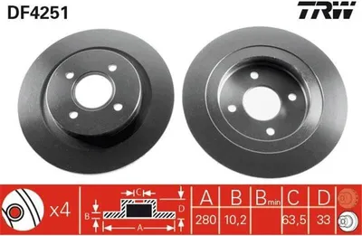 Produktbild von TRW Bremsscheiben (2 Stück) Hinterachse DF4251