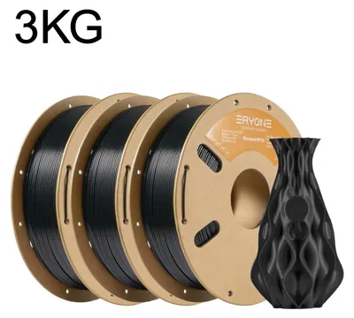 Produktbild von PETG 3D-Drucker Filament - FDM Filament 1,75 mm - 3 kg Spule - ±0,03 mm Maßhaltigkeit - 230–250 °C Drucktemperatur - Schwarz