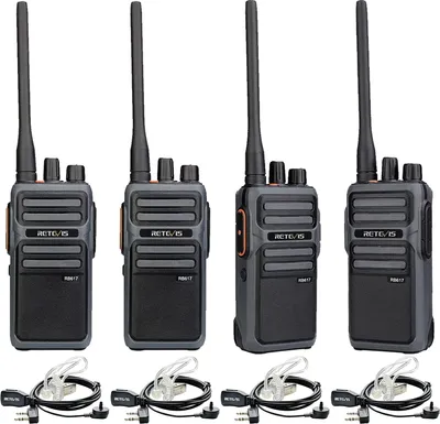 Immagine prodotto di Retevis RB617 radio PMR446, batteria agli ioni di litio da 4400 mAh, allarme con un pulsante, CTCSS/DCS, telecomando, radio professionale con cuffie 2 pz