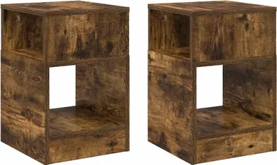Produktbild von "WINTER SALE"Sofatisch/Beistelltische - elegante Design - 2er Set - Geräucherte Eiche 30,5 x 30 x 45 cm - für Wohnzimmer, Eingang NEU6545098