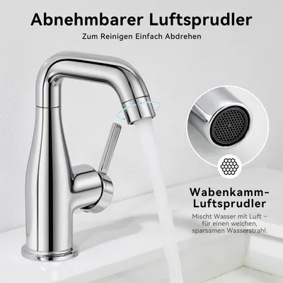 Produktbild von Cecipa Küchenarmatur Wasserhahn Küche Chrom Spültischarmatur 360° Drehbar, Mischbatterie Waschbecken Waschtischarmatur Badarmatur Einhebelmischer