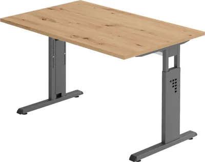 Produktbild von bümö Schreibtisch Serie-O - Nachbildung: Asteiche, Größe:  120 x 80 cm, Gestell: Graphit