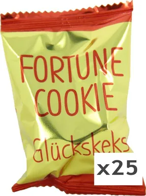 Produktbild von 25 Stück Glückskekse je 6g, einzeln in Goldfolie verpackt von DIAMOND, Fortune Cookies