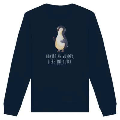 Produktbild von Mr. & Mrs. Panda Baumwoll Pullover Pinguin Marienkäfer Größe XL - French Navy - Geschenk, Liebe, Wunder, Aufmerksam, Bio Sweatshirt, Pulli, Kleine, Sweater
