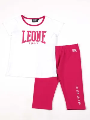 Zdjęcie produktu dla Komplet dla dziewczynki z koszulką i legginsami w stylu szortów Leone Multicolor