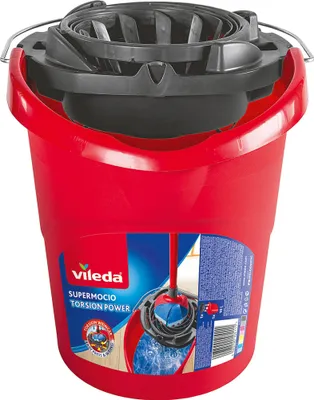 Image de Seau de nettoyage VILEDA SuperMocio avec Powerpresse 12 l rouge/gris