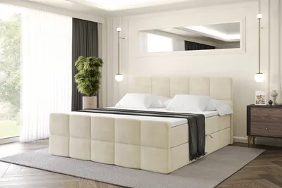 Produktbild von ALTDECOR Boxspringbett mit Matratze und Lattenrost, Topper, Polsterbett mit Bettkasten, Bett mit Stauraum H4-Matratze, Doppelbett, Boxbett  - LIRO-Z - 120x200 - Beige Monolith