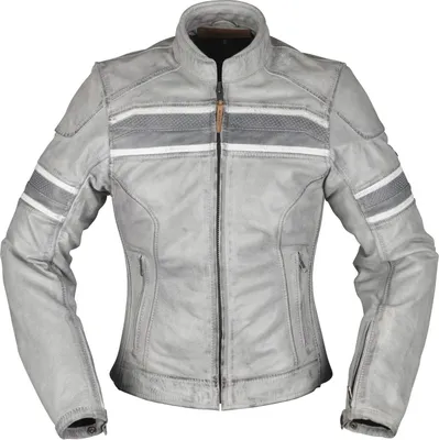 Produktbild von Modeka Iona Damen Motorrad Lederjacke, hellgrau, 40