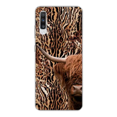 Produktbild von MuchoWow® Handyhülle Schutzhülle Hülle für Samsung Galaxy A70 Schottischer Highlander - Kuh - Pantherdruck Silikon Softcase Handy Hülle - Schutzhaube