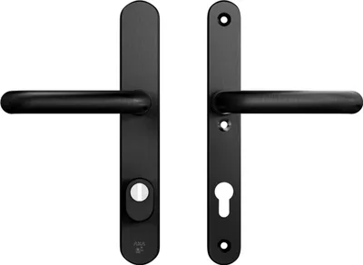 Produktbild von AXA Sicherheitstürbeschlag - Set - Oval Plus - Schwarzer Türgriff - PC85 mit Kernauszugssicherung - Schmaler Schutz