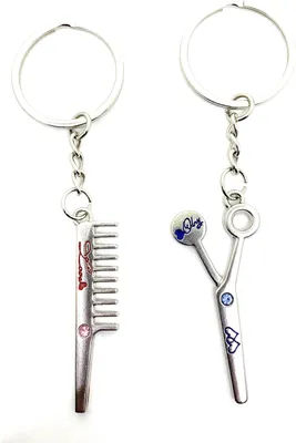 Image de Onwomania Porte-clés Coiffeur Amour Couple Love Argent Pendentif Métal Charm
