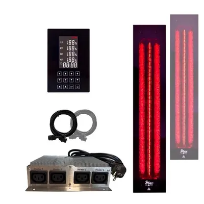 Immagine prodotto di SET Radiatore a infrarossi 1x InfraROTmed MAX© 500W + 1x 750W + icon 4 TOUCH per costruire da soli una cabina a infrarossi, radiatore a spettro completo da incasso, luce rossa