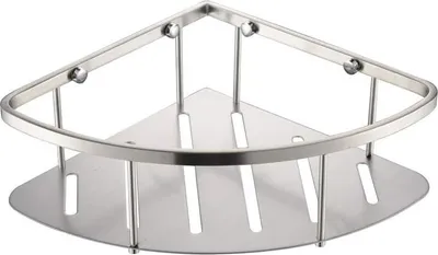 Produktbild von Eckduschablage aus gebürstetem, rostfreiem Edelstahl zur Wandmontage
