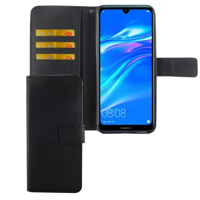 Immagine prodotto di Custodia protettiva per smartphone Huawei Y7 2019, tipo flip-case con scomparto per carte, colore nero