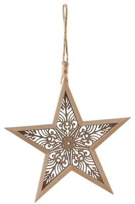 Produktbild von Stern-Hänger aus Holz, 19,5 cm, Weihnachtsdeko zum Aufhängen