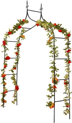 Produktbild von Gartenpergola Torbogen, Rankhilfe Kletterpflanzen Rosen, Rosenbogen Metall, Geschwungen Mit Kugeln