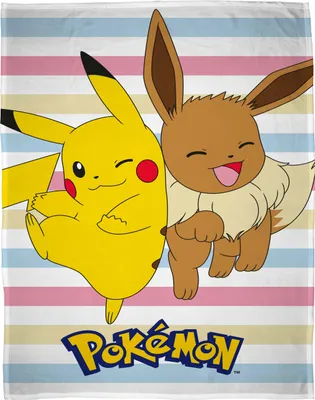 Obrázek produktu pro Deka Pokémon s Pikachu a Evoli MULTI | Velká plyšová deka Obývací deka Barevná | Rozměry: 160 x 200 cm ze 100% nadýchaného polyesteru