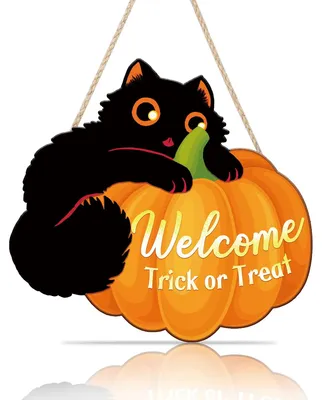 Halloween-Dekoration: Schwarze Katze, Wandkunst, 25x28 cm