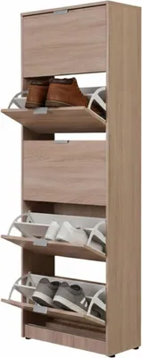 Immagine prodotto di Dmora Scarpiera Sueglio 67x28x192h cm Marrone Quercia, 10 Ripiani 5 Ante