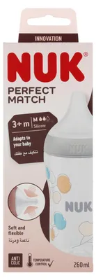 Produktbild von NUK Babyflasche PP 260 ml, Silikon-Sauger, Größe M, mit Baumwollbezug, Artikelnummer 10742026