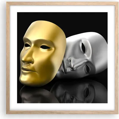 Produktbild von Gerahmtes Poster - Rahmen in heller Eiche - Maske Theater Bühne Schauspieler - 50x50 cm - Wand Bild - Wanddeko - Wandbilder - Wandposter - Bilderrahmen - Bilder - Kunstdruck - P2NAC50x50-2432
