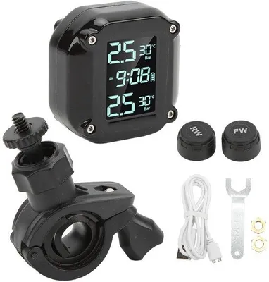Produktbild von System zur Überwachung des Reifendrucks für Motorräder – Wasserdicht – LCD-Display – Wiederaufladbare Sensoren – Geeignet für Motorräder