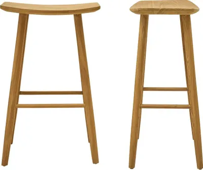 Produktbild von 2er-Set Hocker Teakholz massiv 75 cm modern