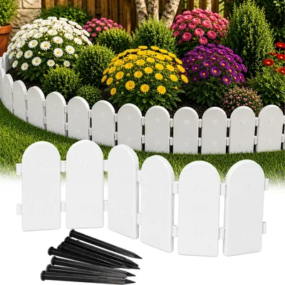 Produktbild von Gartenpalisade 2.4m Holzoptik Weiß, Kunststoff Beeteinfassung, Rasenkante