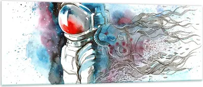 Produktbild von Bilder auf glas - Astronaut Universum Astronomie Entdecker - 140x50cm - Glasbilder - Wandbilder - Kunstdruck - Wanddekoration aus Glas - Glas Bilder - Wandbild auf Glas - GAB140x50-2993