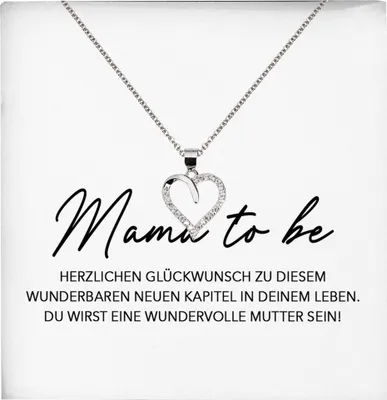 Produktbild von 22Feels Mama To Be Schwangerschaft Geschenk Muttertag Herz Halskette Karte Frauen Werdende Mutter Collier Babyparty Babyshower (Damen Silber 925/000 Schmuck)