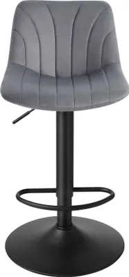 Produktbild von VASAGLE Barstuhl 2er Set, Küchenhocker, 88-108 cm höhenverstellbar, Barhocker, drehbar, mit Fußstütze, Samt-Bezug, grau